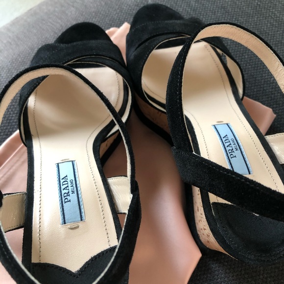 Prada Suede and Cork Platform Sandals - Picture 7 of 8